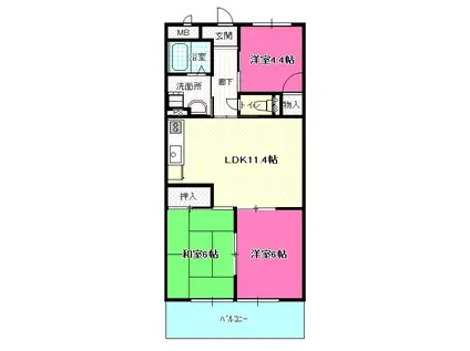 メゾンルミエール(3LDK/2階)の間取り写真