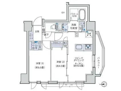 オーキッドレジデンス三ノ輪(2LDK/4階)の間取り写真