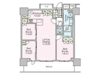 ザ・タワー十条(3LDK/28階)の間取り写真
