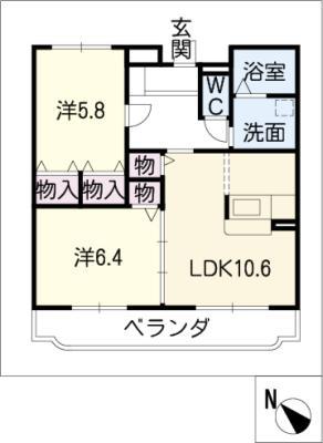 ルミエール栄(2LDK/2階)の間取り写真