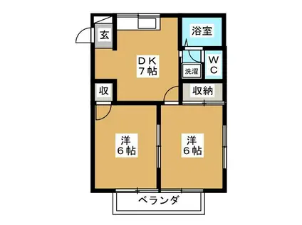 ジュネスいなほ(2DK/1階)の間取り写真