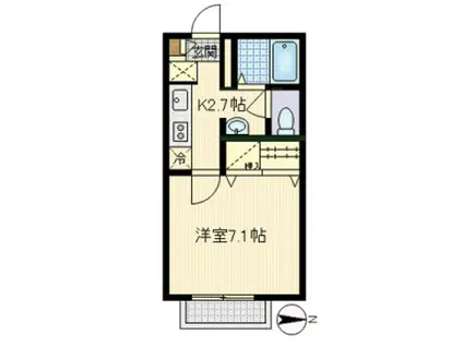 ディアスルナリア新川崎(1K/2階)の間取り写真