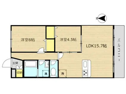 マーヴェラス・ガーデン(2LDK/3階)の間取り写真