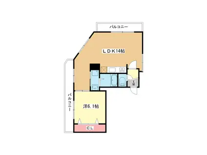 ルオール曽根(1LDK/3階)の間取り写真