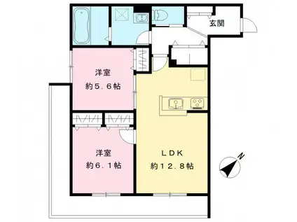 エリーナウエスト(2LDK/2階)の間取り写真