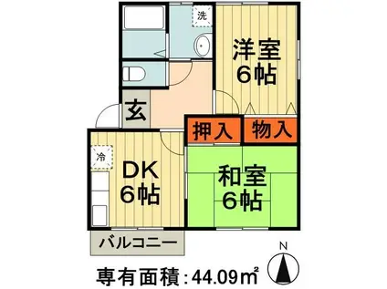 ノーブル(2DK/1階)の間取り写真