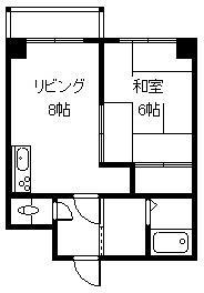 第一タテダビル(1DK/5階)の間取り写真