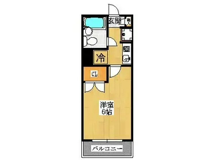 ジョイフル浦安(1K/4階)の間取り写真