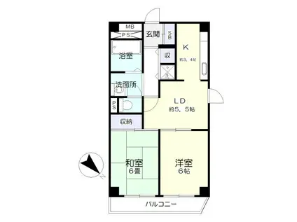 ゾンネンハイム金町(2LDK/5階)の間取り写真