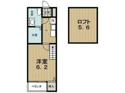 トスラブ野並(1K/1階)の間取り写真