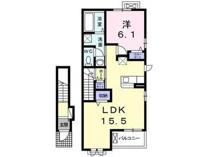 セイバリー・ノア II(1LDK/2階)の間取り写真