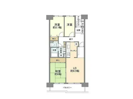 メトロハイツ東陽(3LDK/12階)の間取り写真