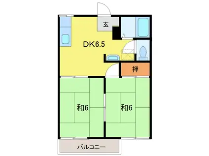 セゾンタウニー(2DK/1階)の間取り写真