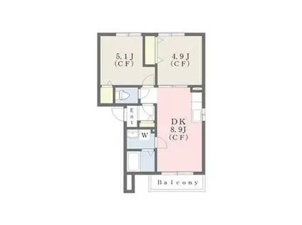 アルブルA(2DK/1階)の間取り写真