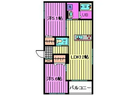 アルテールII(2LDK/3階)の間取り写真