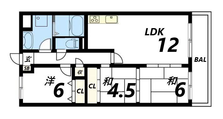 エスペレールII(3LDK/1階)の間取り写真