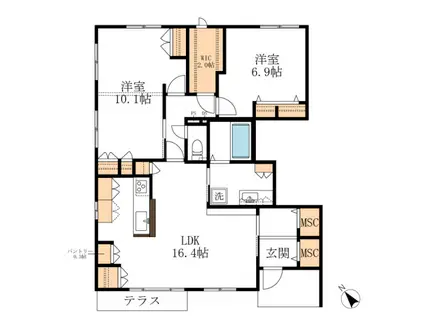 グランシーマ(2LDK/1階)の間取り写真