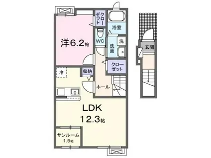 メゾン・ド・ジェネルB(1LDK/2階)の間取り写真