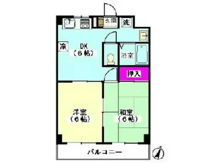 シャトレー手塚(2DK/4階)の間取り写真