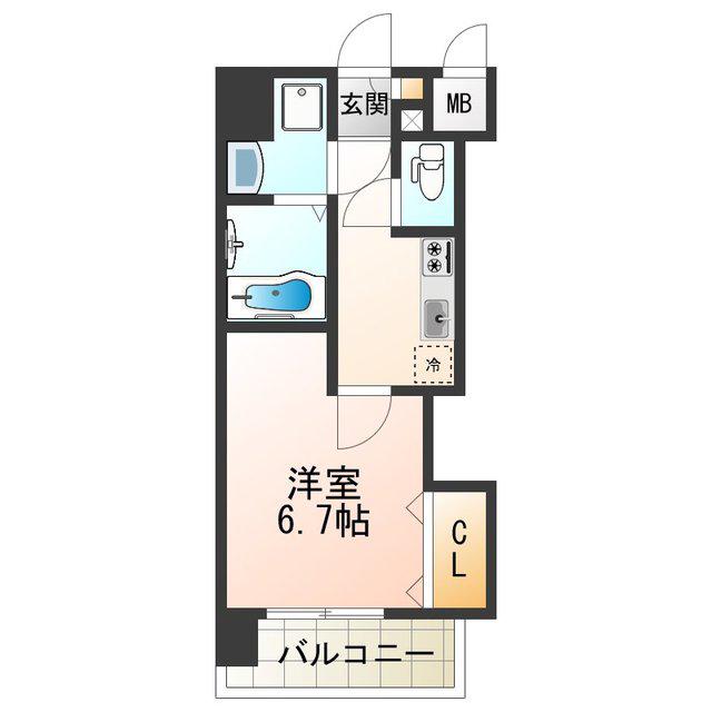LUXE田辺(1K/7階)の間取り写真