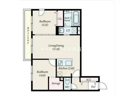 PORTEーBONHEUR N13(2LDK/2階)の間取り写真