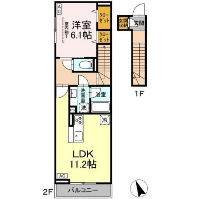 D-ROOM高円寺北3丁目(1LDK/2階)の間取り写真