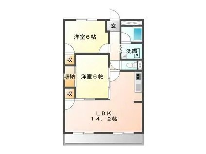 ドゥナーレ津新町(2LDK/3階)の間取り写真