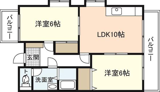 ピュアハイム古市橋(2LDK/2階)の間取り写真