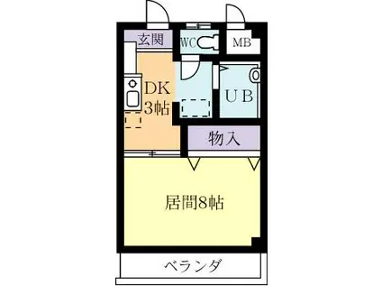 INO レジデンス(1DK/3階)の間取り写真