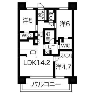 クリオ金山ブライトマークス(3LDK/5階)の間取り写真