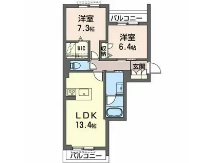 WISTERIA RESIDENCE(2LDK/2階)の間取り写真