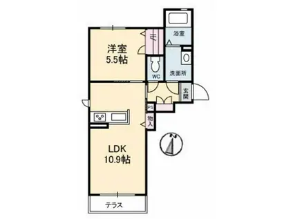サンブリアンス(1LDK/1階)の間取り写真