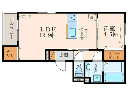 TSコート水明(1LDK/2階)の間取り写真