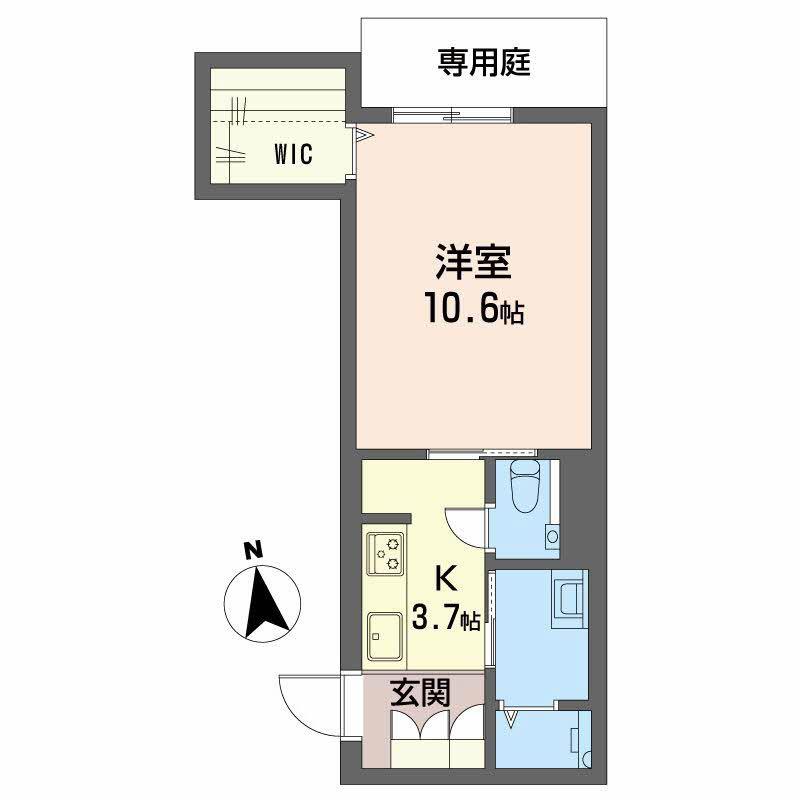 菫の杜 本山(1K/1階)の間取り写真