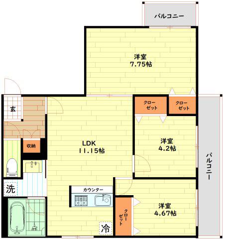 エス.フィールド奏(3LDK/5階)の間取り写真