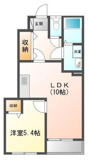 DモンドI(1LDK/1階)の間取り写真