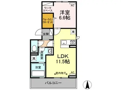 ウィルグランデ(1LDK/2階)の間取り写真