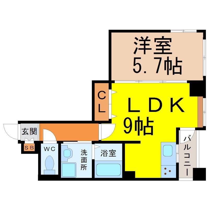 アーバンラックス今池(1LDK/4階)の間取り写真