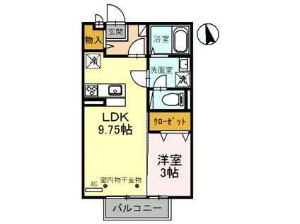 カーサジュネス乾徳(1LDK/2階)の間取り写真