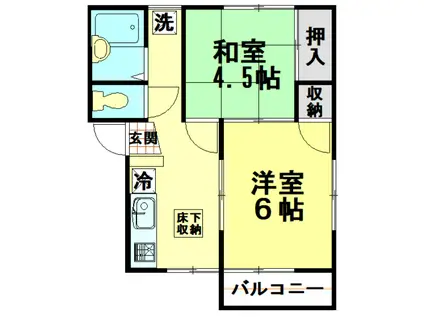 ヒルズライフI(2K/1階)の間取り写真