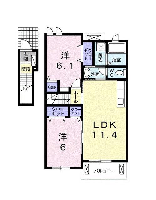 グレイス VILLA II(2LDK/2階)の間取り写真