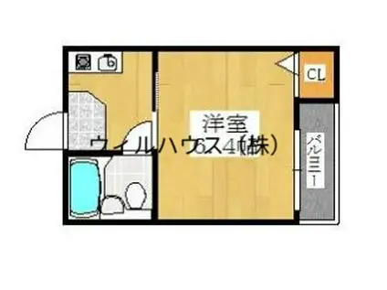 ミドウスジ堺1(1K/3階)の間取り写真