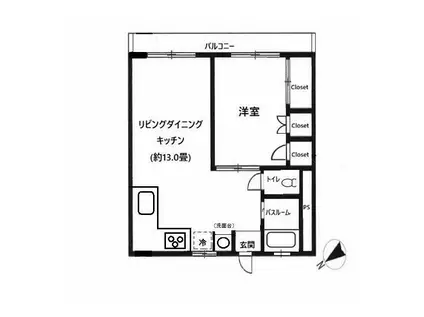 ハピネス南蒲田パートI(1LDK/4階)の間取り写真