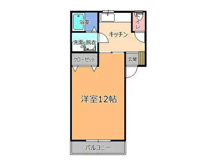 ツイン・シャトーB(1K/2階)の間取り写真