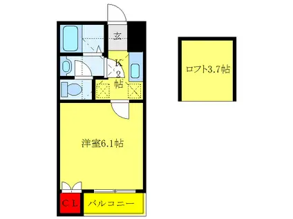 サンアール北赤羽(1K/1階)の間取り写真