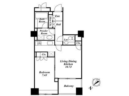 KDX代官山レジデンス(1LDK/1階)の間取り写真