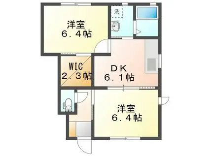 SUNFLOWER(2DK/1階)の間取り写真
