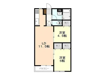 ホヤージュII(2LDK/1階)の間取り写真