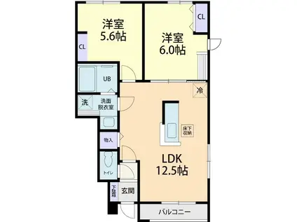 7/15鹿沼市西鹿沼町2LDK(2LDK/1階)の間取り写真