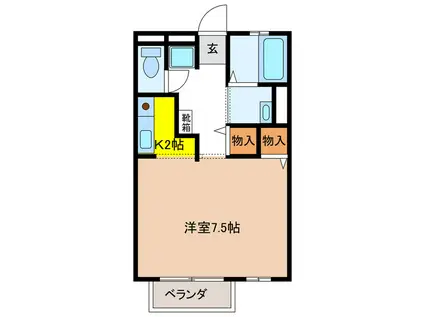 GRAVIS B(1K/1階)の間取り写真